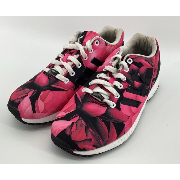 Adidas ZX Flux Torsion Sneakers Athletic Shoes Womens Sz 9 Pink Black Lace Up - Picture 2 of 8